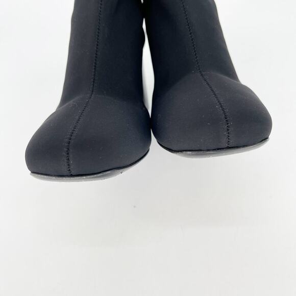 Prada Black Square Toe Logo Block Heel Nylon Ankle Sock Boot Bootie size IT 40 - Picture 8 of 15